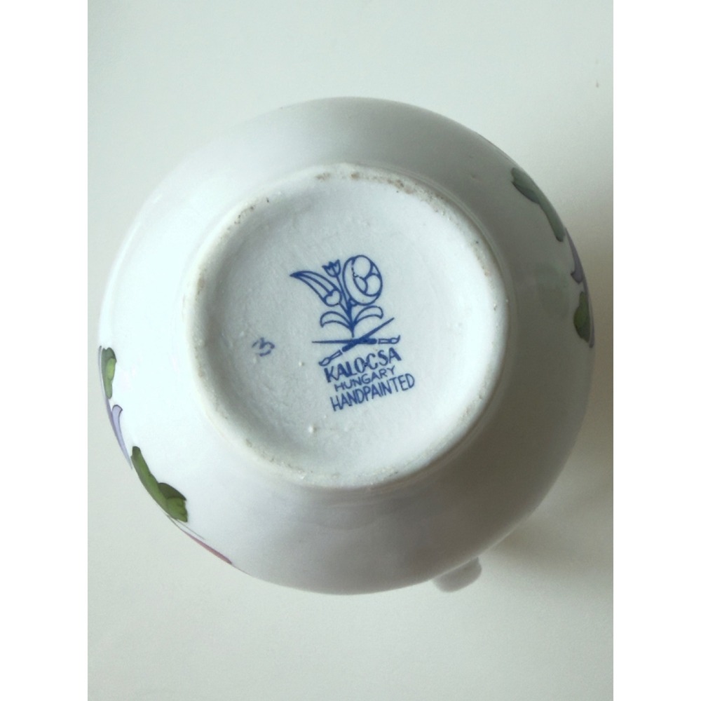 Vintage Kalocsa Hungary Hand-painted Porcelain Pitcher Folk Art Floral Gold Trim - Picture 6 of 12